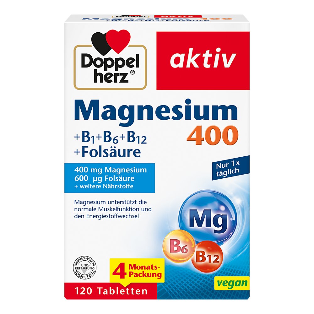 DOPPELHERZ Magnesium 400+B1+B6+B12+Folsäure Tabl.