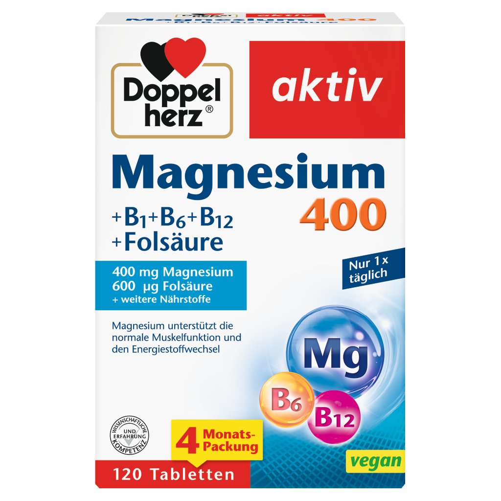 Doppelherz Magnesium 400 + B1 + B6 + B12 + Folsäure