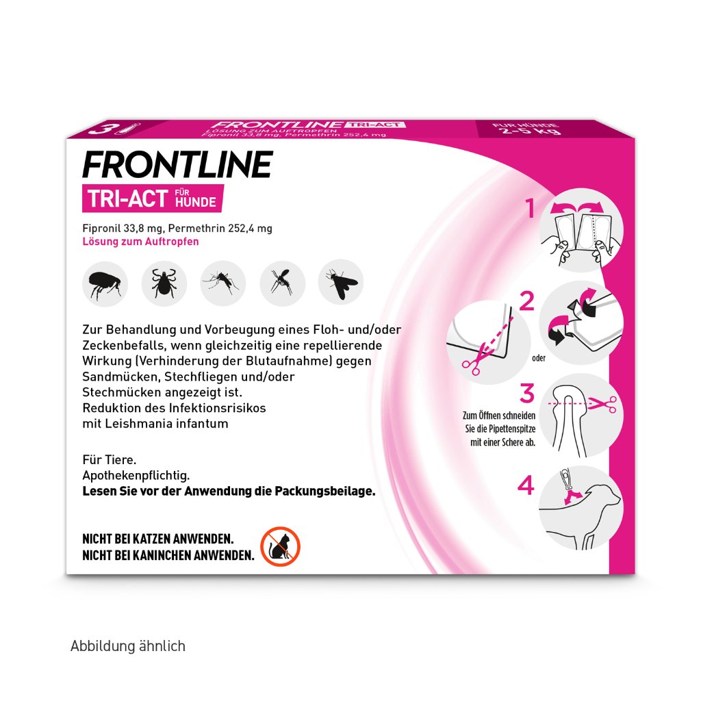 Frontline Tri-Act Parasitenschutz f. Hunde 2-5 kg 3 Pip.