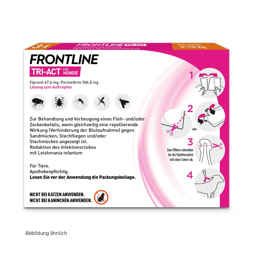 Frontline Tri-Act Parasitenschutz f. Hunde 5-10 kg 3 Pip.