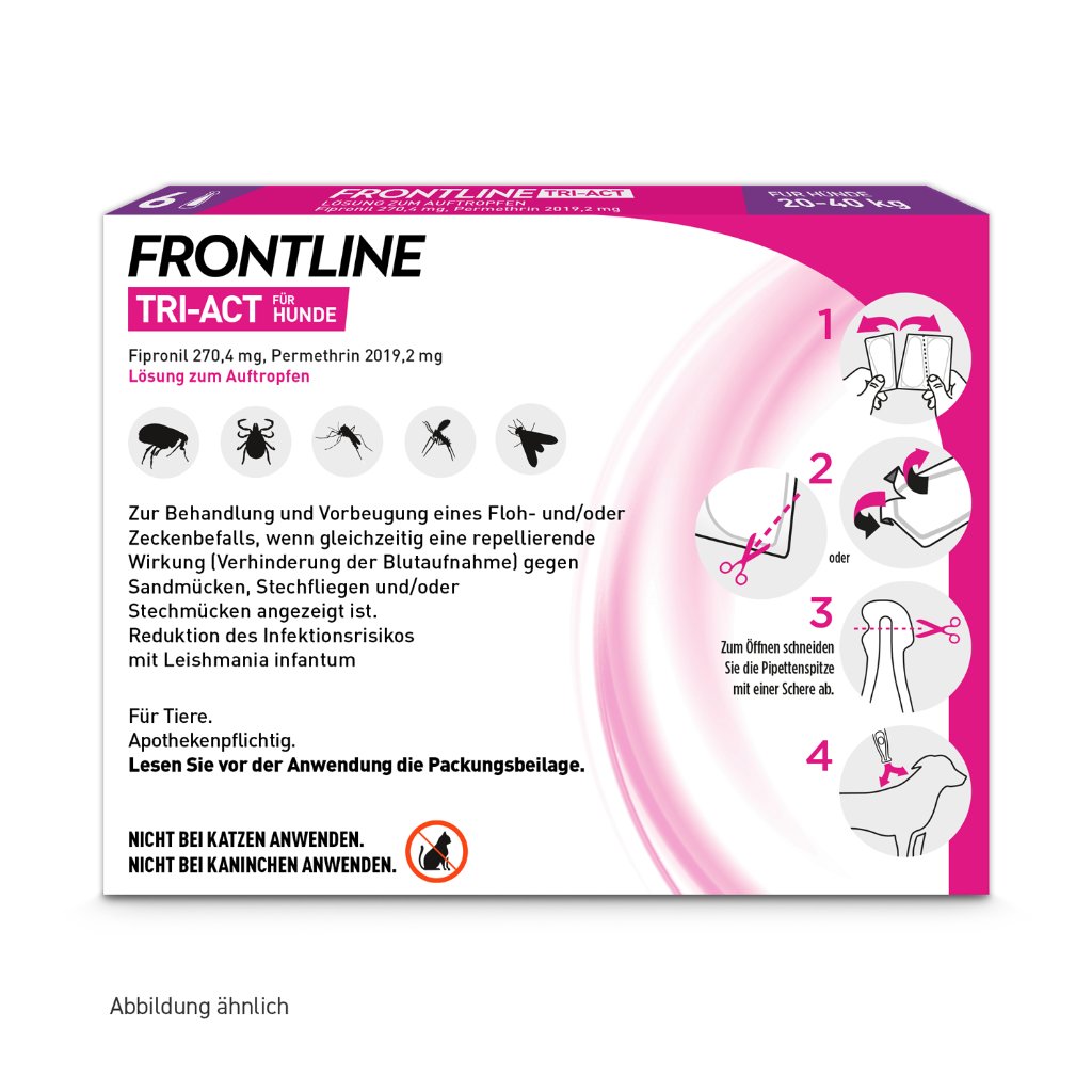 Frontline Tri-Act Parasitenschutz f. Hunde 20-40 kg 6 Pip.