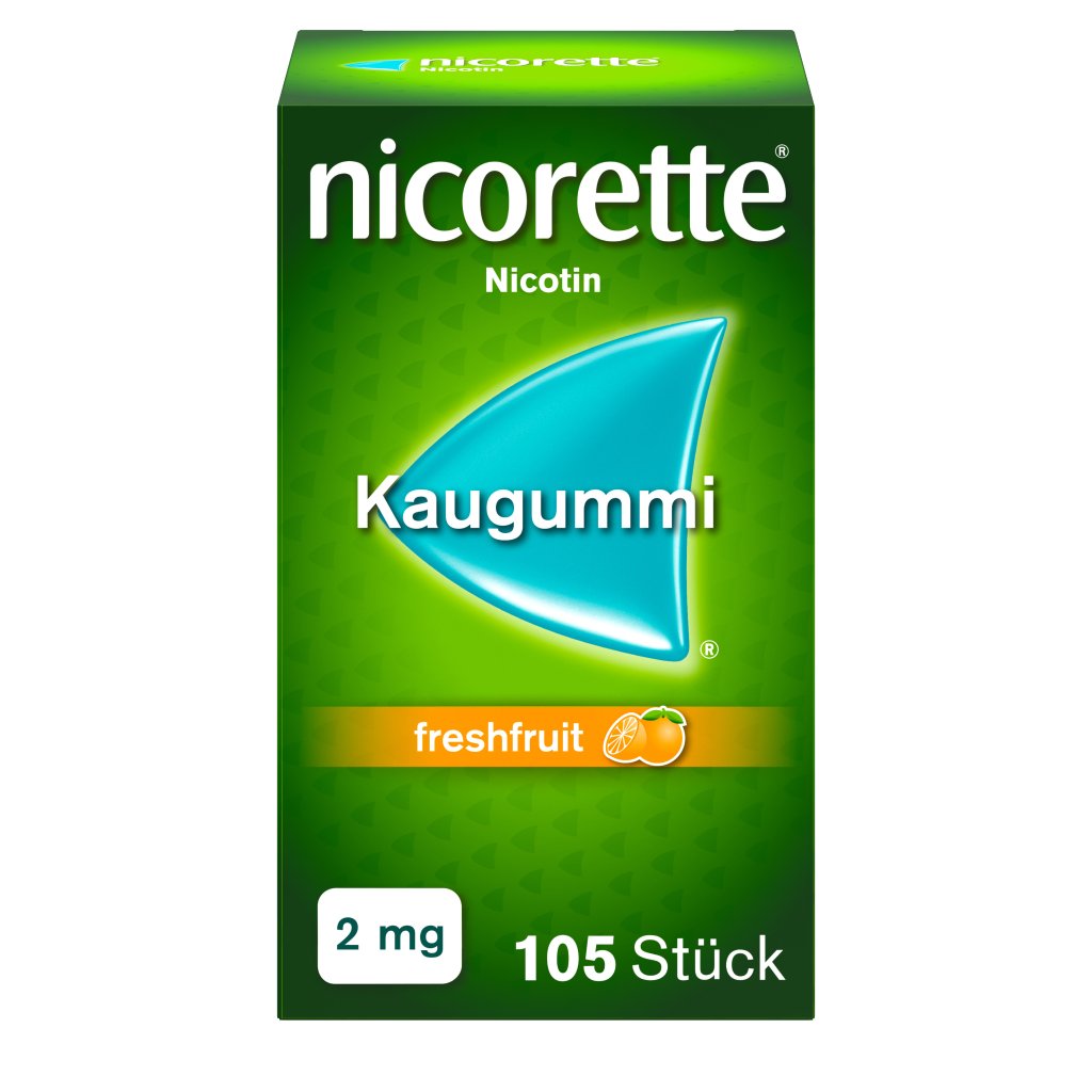 nicorette® Kaugummi freshfruit mit 2 mg 105 St. Nikotin zur Raucherentwöhnung