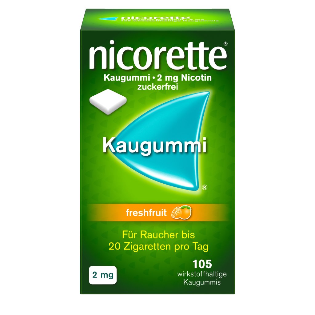 nicorette® Kaugummi freshfruit mit 2 mg 105 St. Nikotin zur Raucherentwöhnung