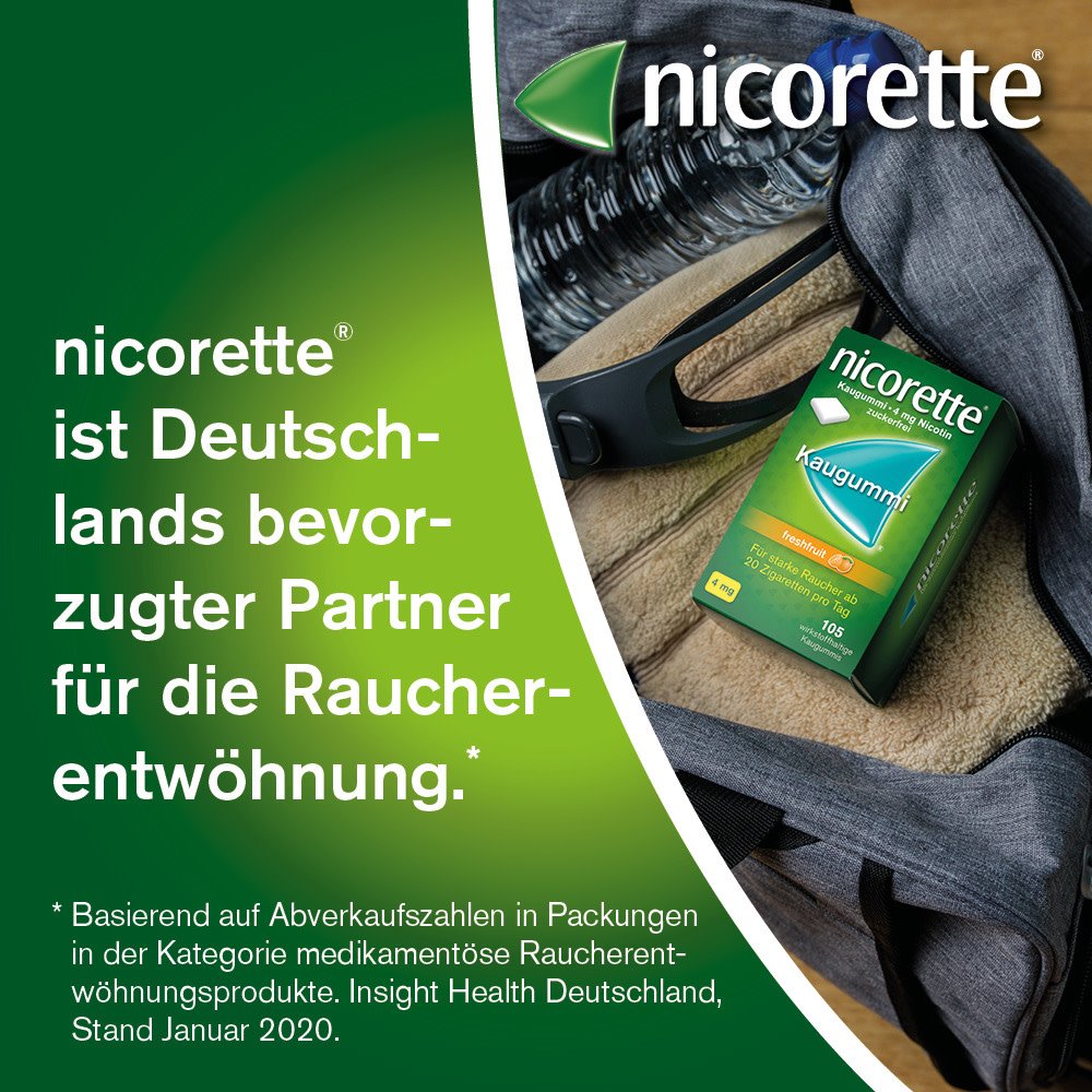 nicorette® Kaugummi freshfruit mit 4 mg Nikotin zur Raucherentwöhnung