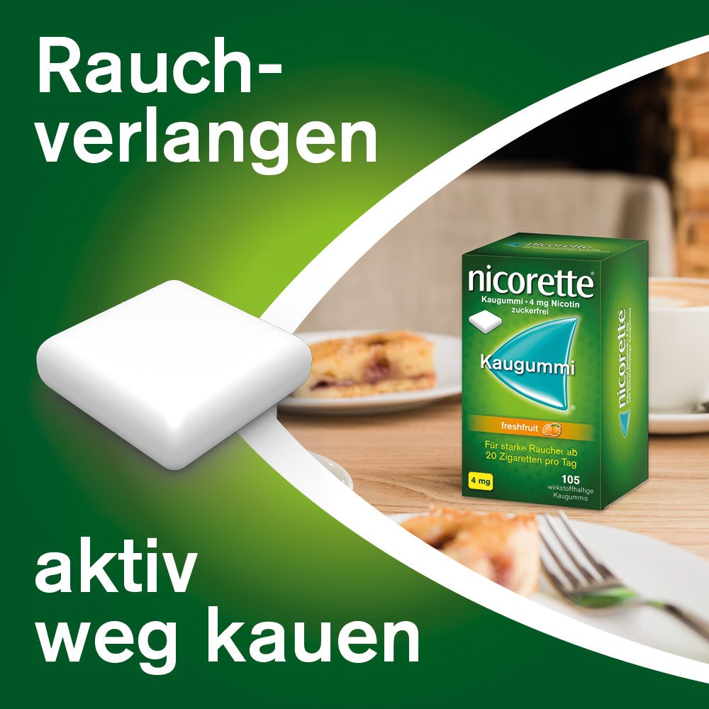 nicorette® Kaugummi freshfruit mit 4 mg Nikotin zur Raucherentwöhnung