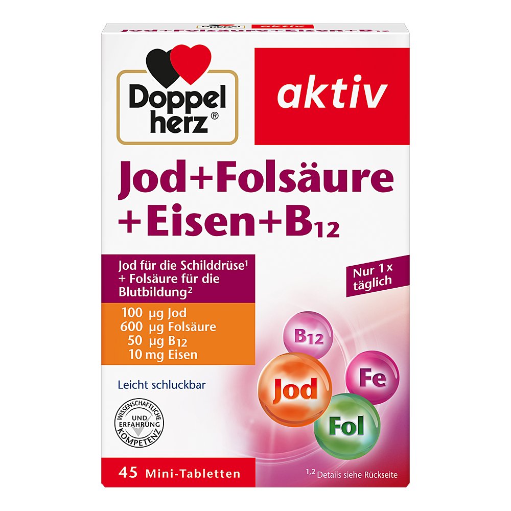 DOPPELHERZ Jod+Folsäure+Eisen+B12 Tabletten