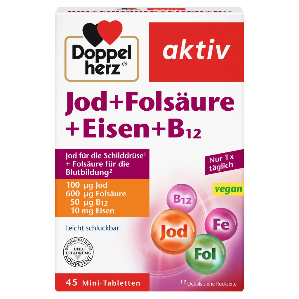 Doppelherz Jod + Folsäure + Eisen + B12