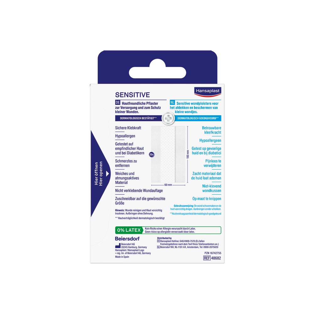 HANSAPLAST Sensitive Pflast.hypoallergen 6 cmx2 m