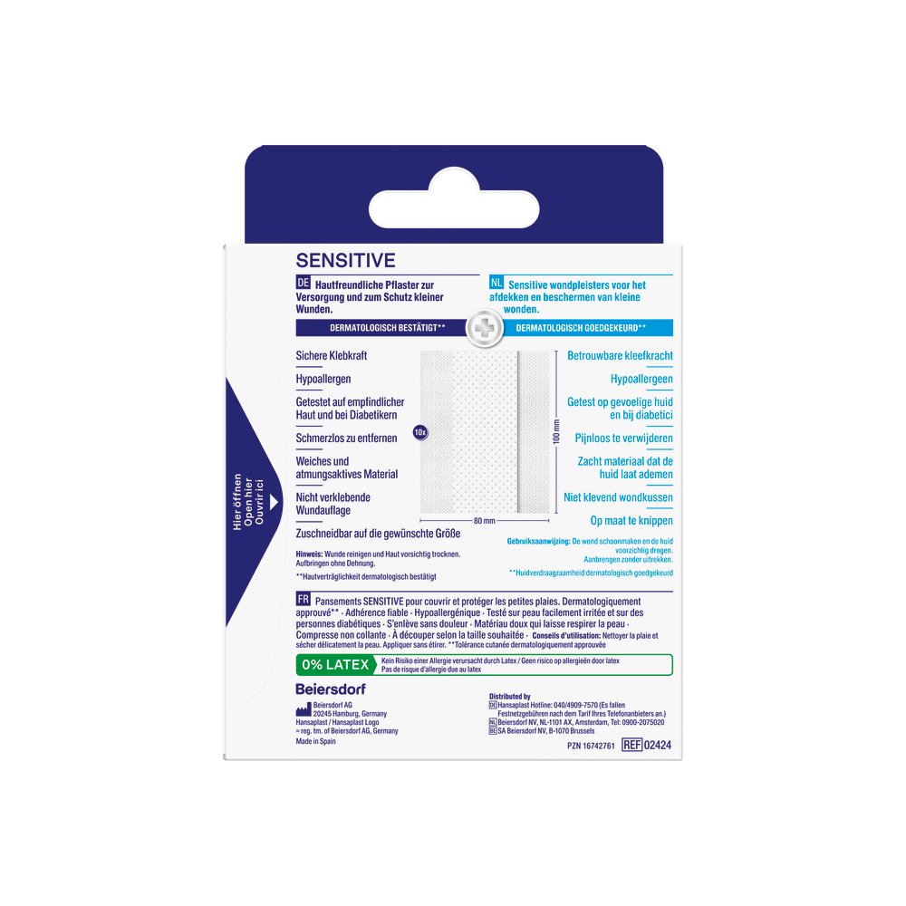 HANSAPLAST Sensitive Pflast.hypoallergen 8 cmx1 m