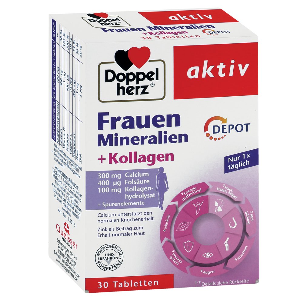 DOPPELHERZ Frauen Mineralien+Kollagen Depot Tabl.