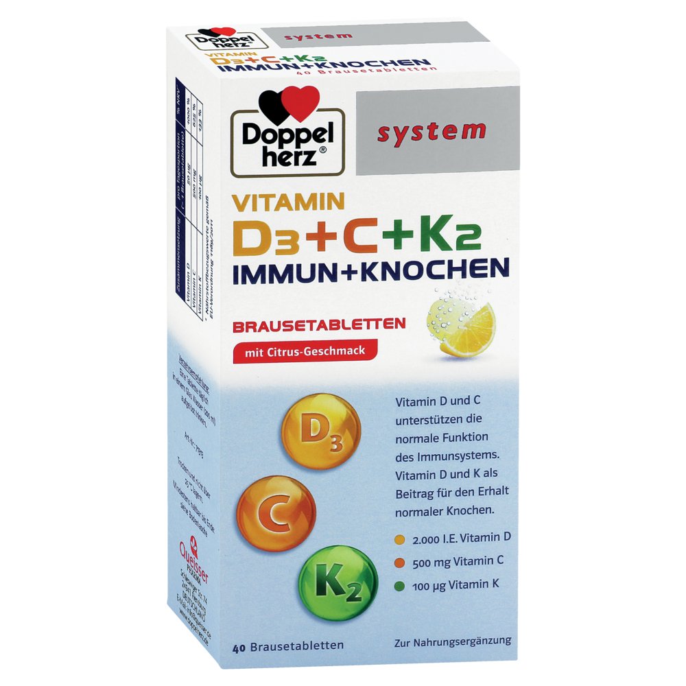 DOPPELHERZ Vitamin D3+C+K2 Immun+Knochen syst.BTA