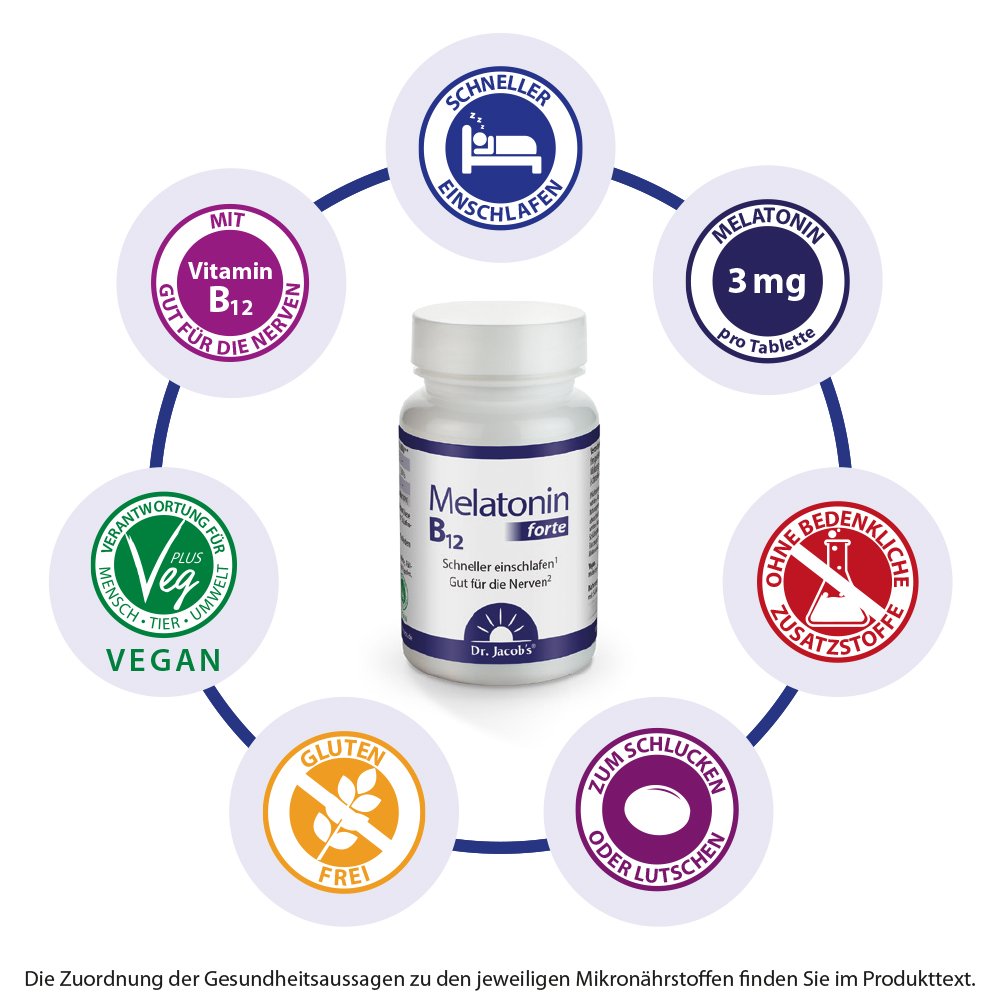 Dr.Jacob's Melatonin B12 forte 90 Lutschtabletten 3 mg vegan
