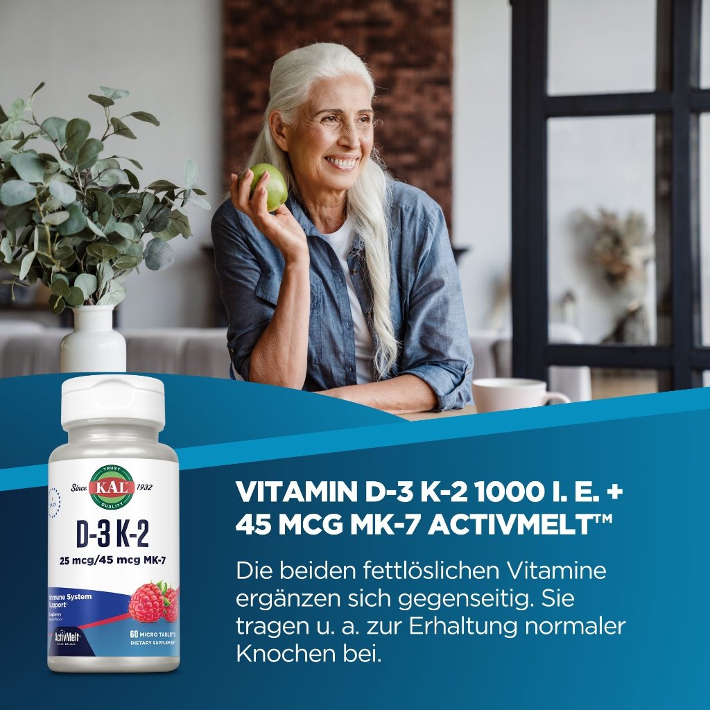 KAL Vitamin D3 K2 1000 i. E. / 45 mcg ActivMelt