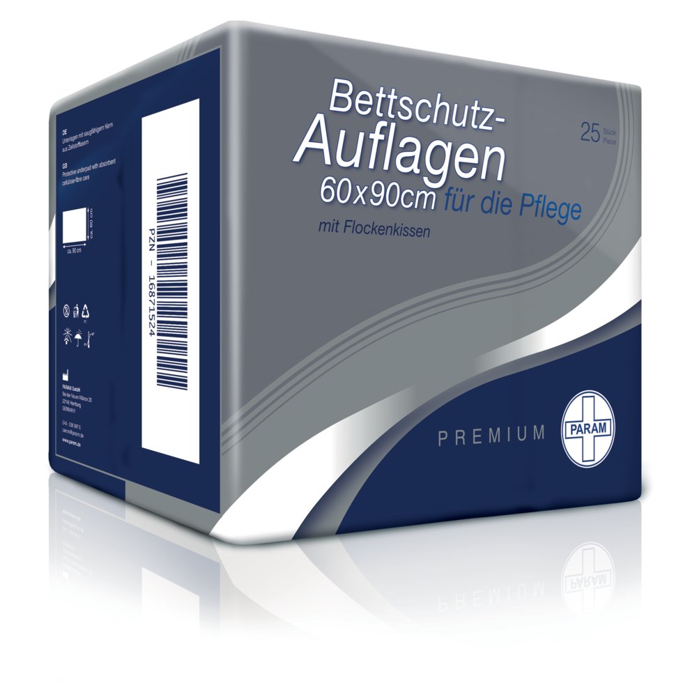 PARAM PREMIUM Bettschutzauflagen mit Flockenkissen, 60 x 90 cm, 25 Stück (auch als Wickelunterlage geeignet)