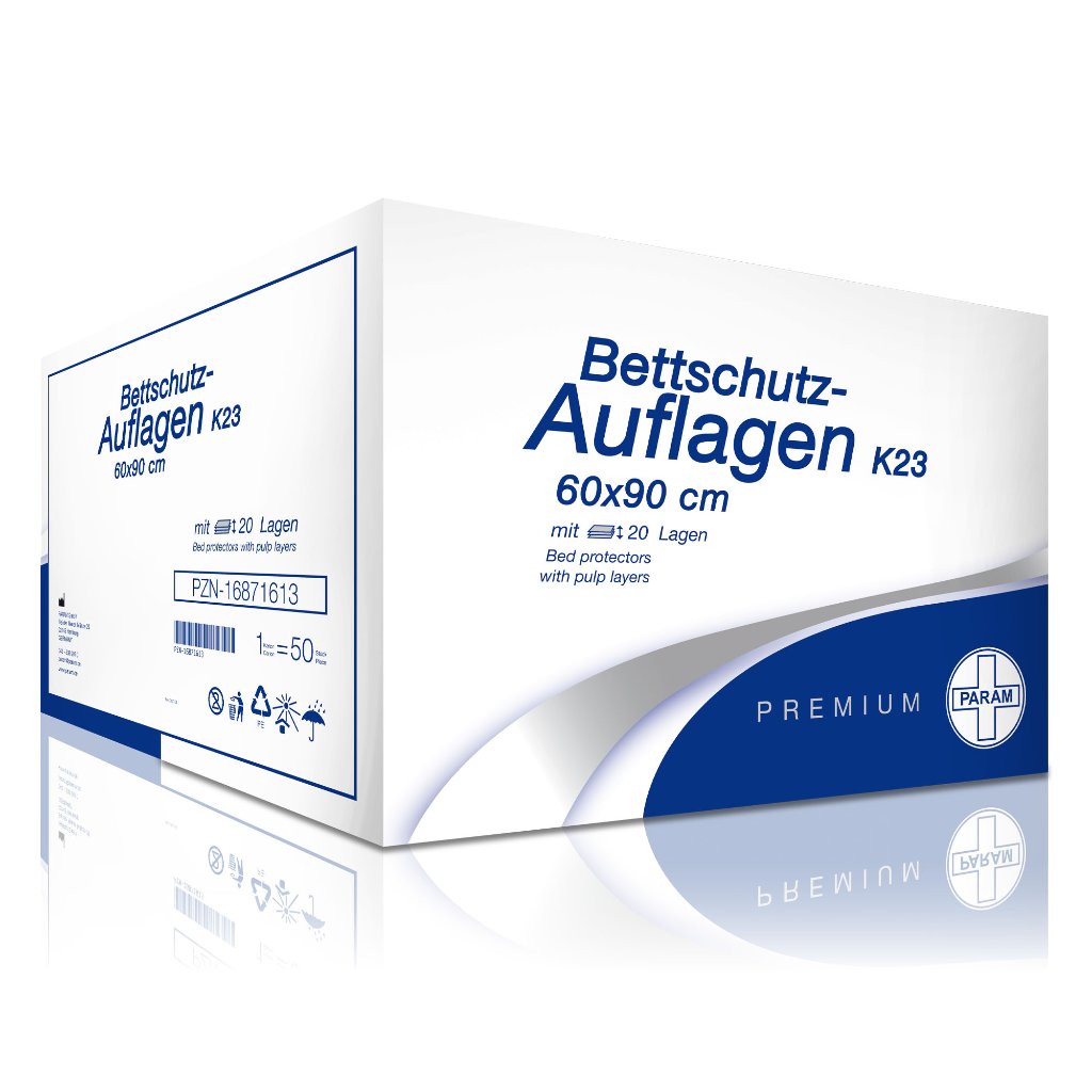 PARAM PREMIUM Bettschutzauflage K23 20-lagig 60 x 90 cm, 50 Stück (auch als Wickelunterlage geeignet)