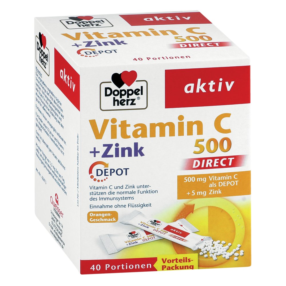 DOPPELHERZ Vitamin C 500+Zink Depot DIRECT Pellets