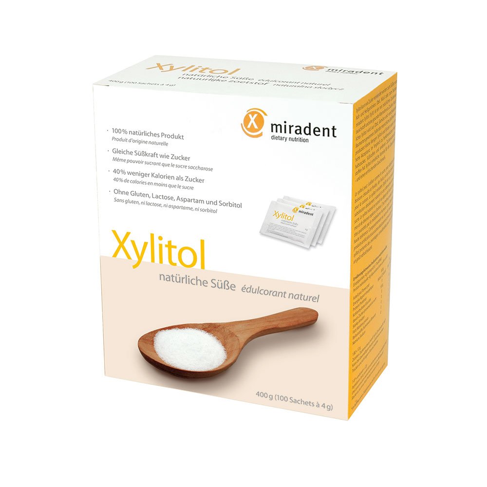 MIRADENT Xylitol Zuckerersatz Pulver Sachets