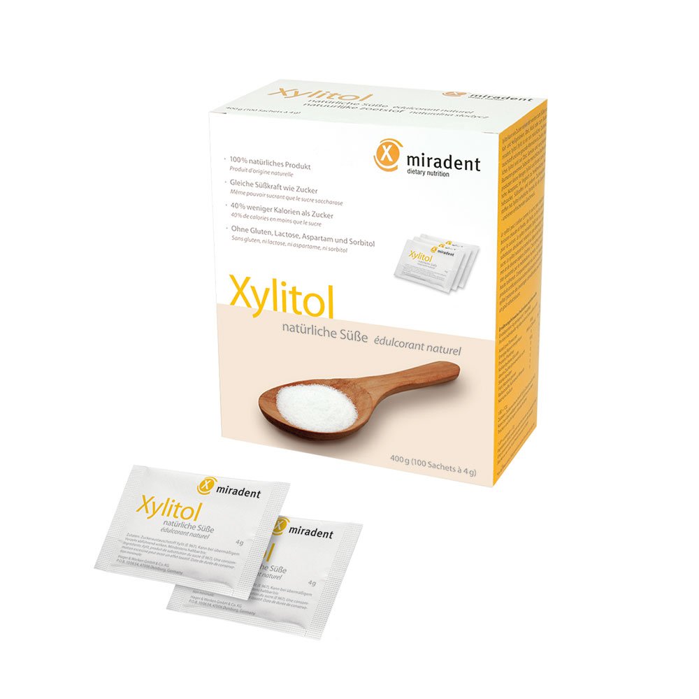 MIRADENT Xylitol Zuckerersatz Pulver Sachets