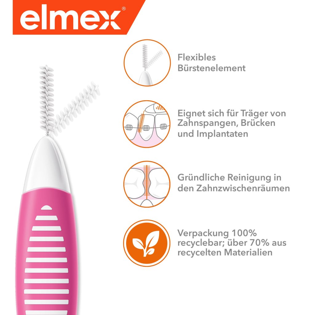 ELMEX Interdentalbürsten ISO Gr.0 0,4 mm rosa