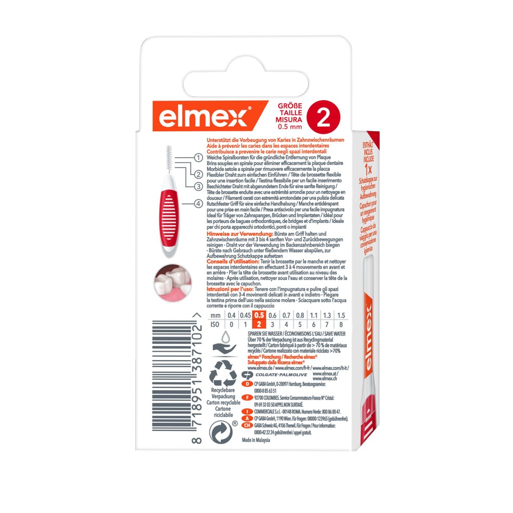ELMEX Interdentalbürsten ISO Gr.2 0,5 mm rot