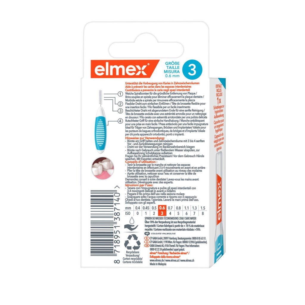 ELMEX Interdentalbürsten ISO Gr.3 0,6 mm blau