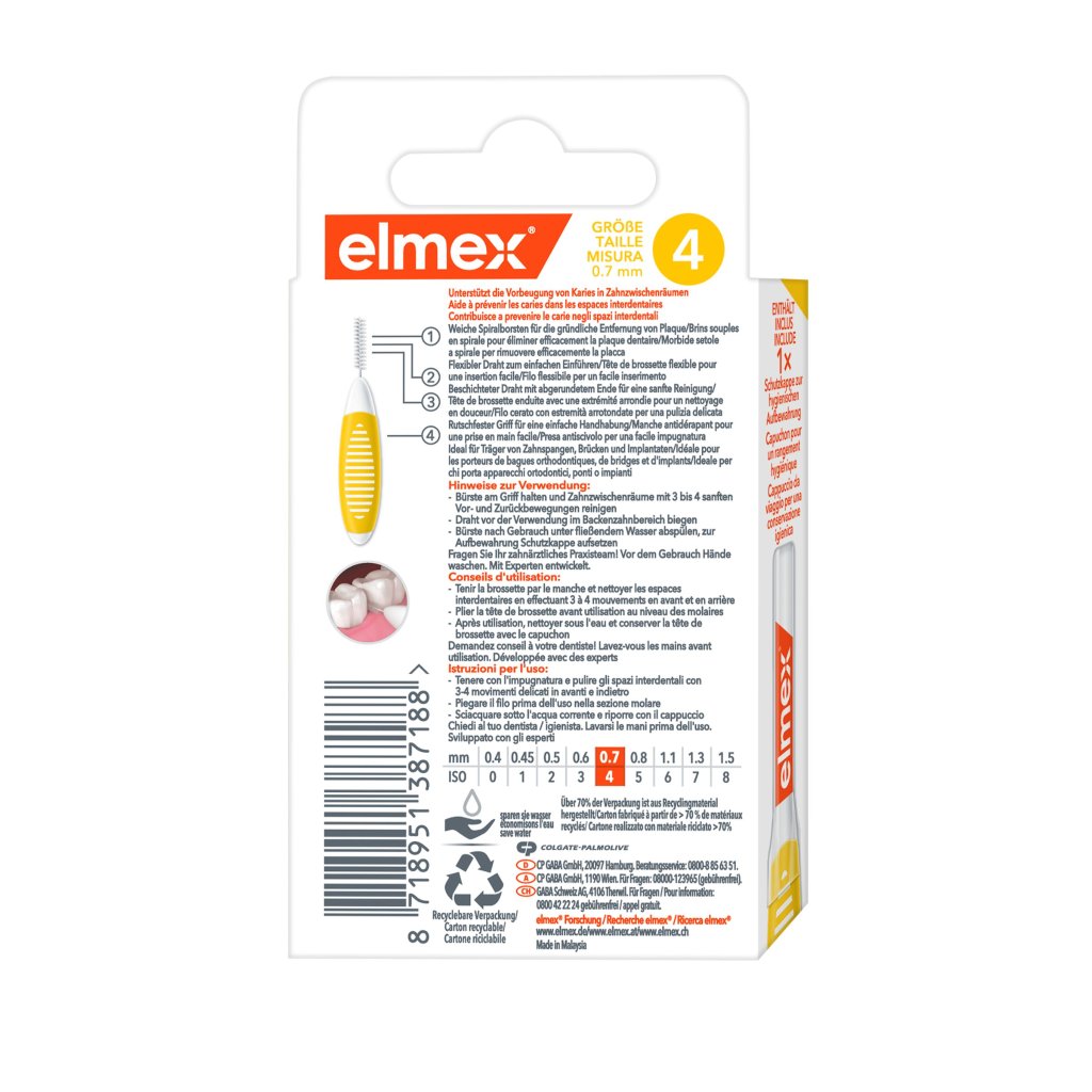 ELMEX Interdentalbürsten ISO Gr.4 0,7 mm gelb