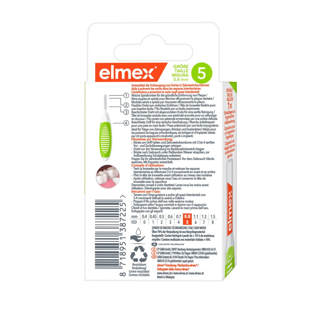 ELMEX Interdentalbürsten ISO Gr.5 0,8 mm grün