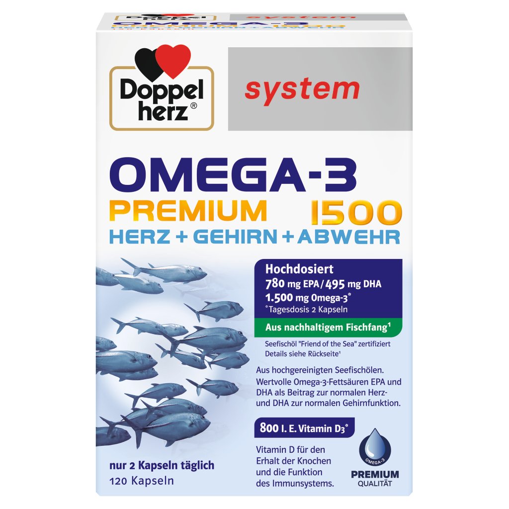 Doppelherz system OMEGA-3 PREMIUM 1500 HERZ + GEHIRN + ABWEHR