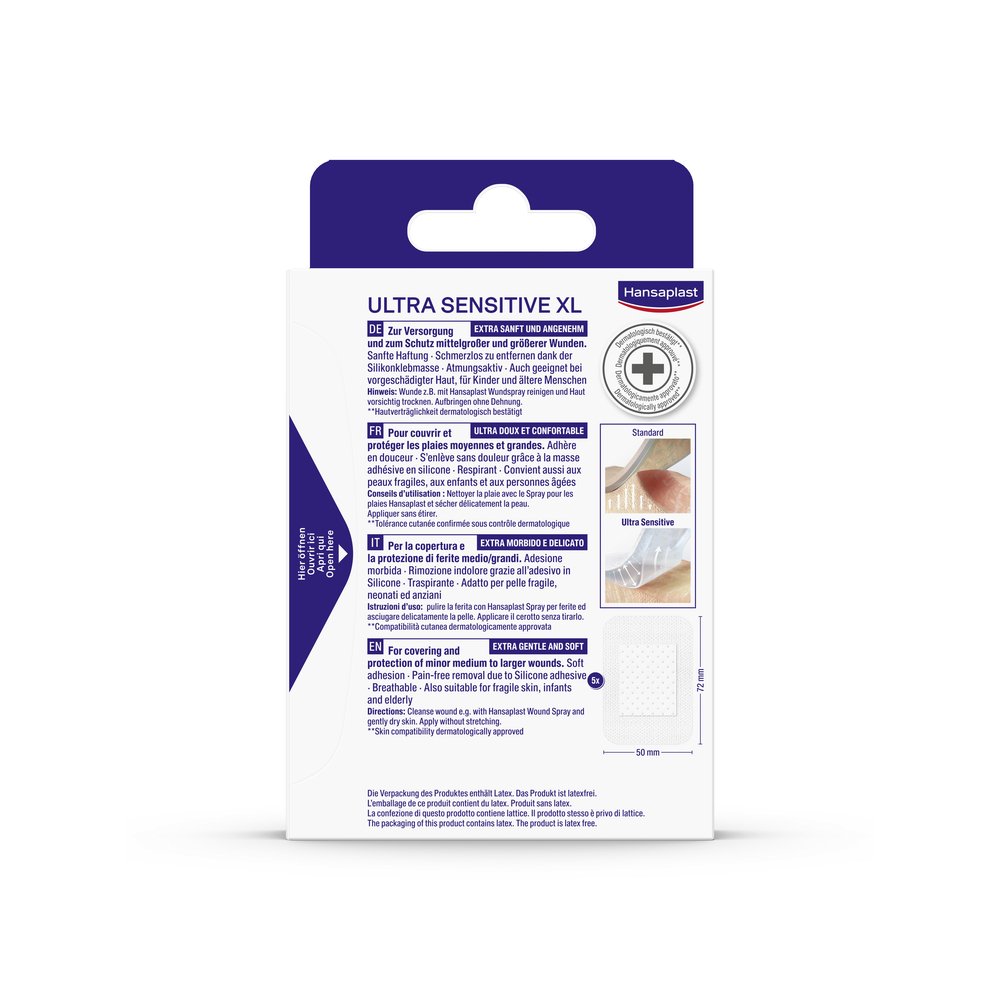 HANSAPLAST Ultra Sensitive Wundverband 5x7,2 cm XL