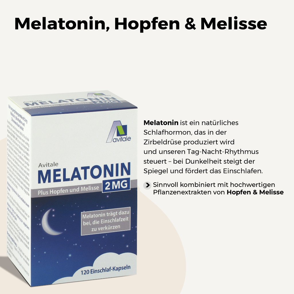 MELATONIN 2 mg plus Hopfen und Melisse Kapseln