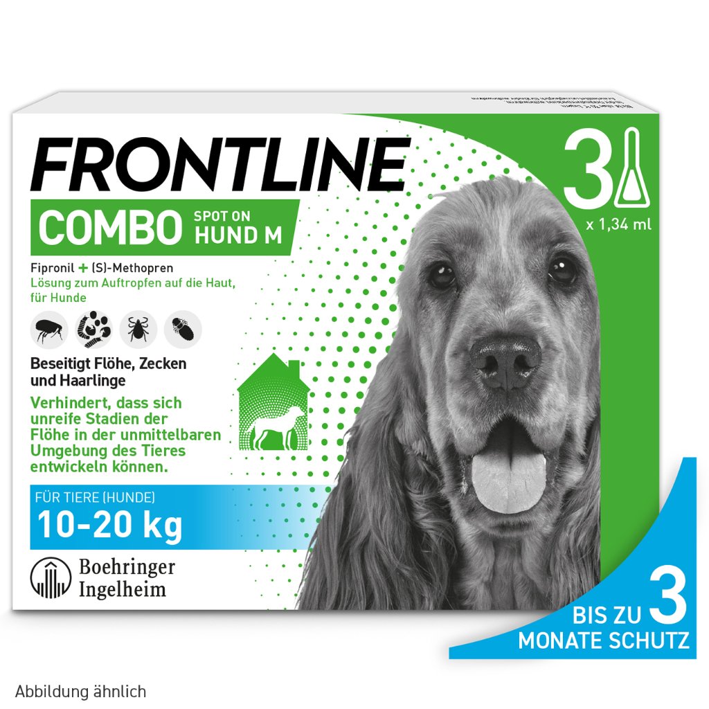 Frontline Combo Floh- und Zeckenschutz f. Hunde M 3 Pip.