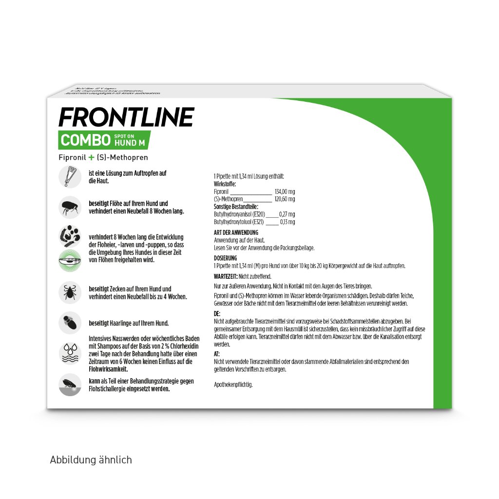 Frontline Combo Floh- und Zeckenschutz f. Hunde M 3 Pip.