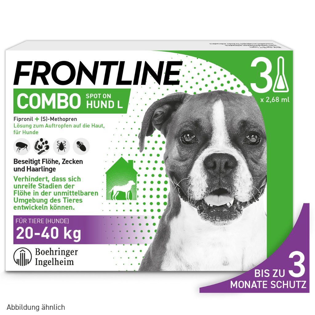 Frontline Combo Floh- und Zeckenschutz f. Hunde L 3 Pip.
