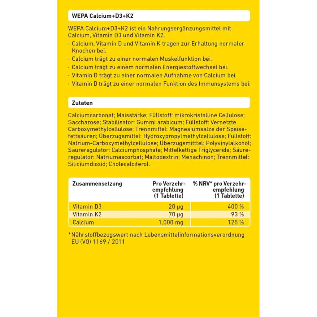 WEPA Calcium + D3 + K2 Tabletten, 30er Packung