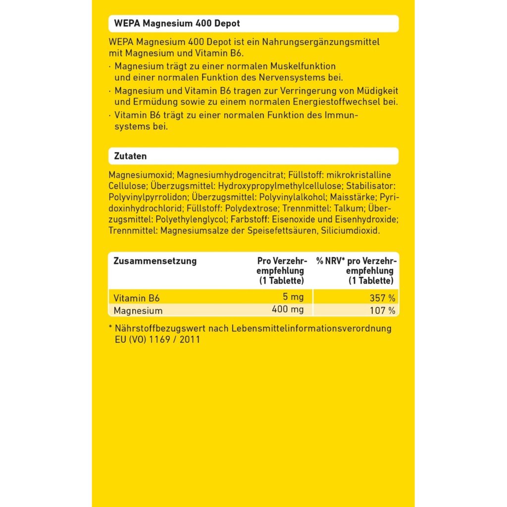 WEPA Magnesium 400 + B6, 60er Packung