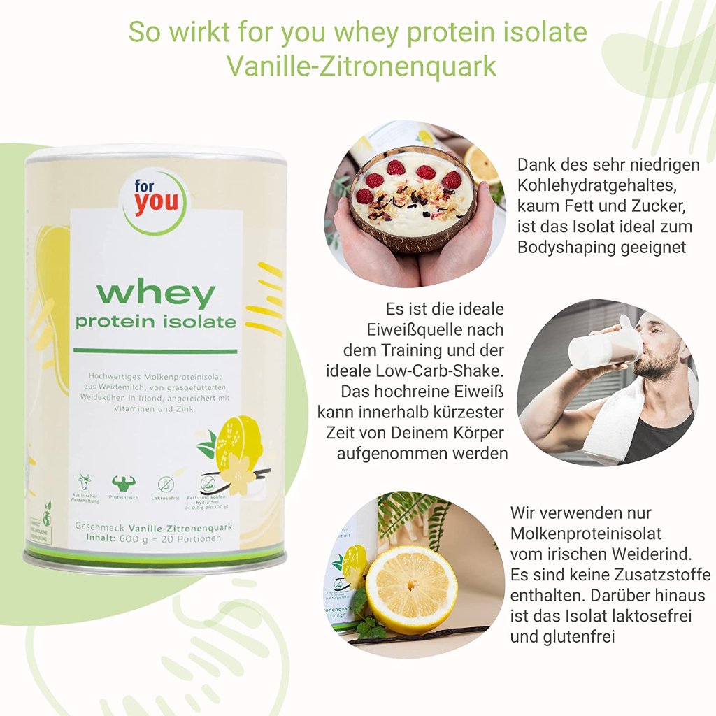 FOR YOU whey protein isolate Vanille-Zitronenquark