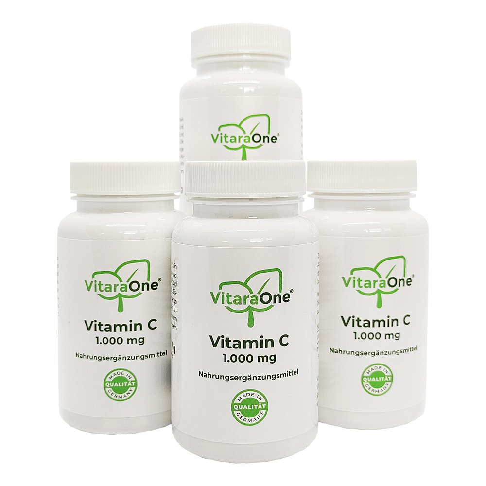 VITAMIN C 1000 mg vegan hochdosiert im 4er Set Kps