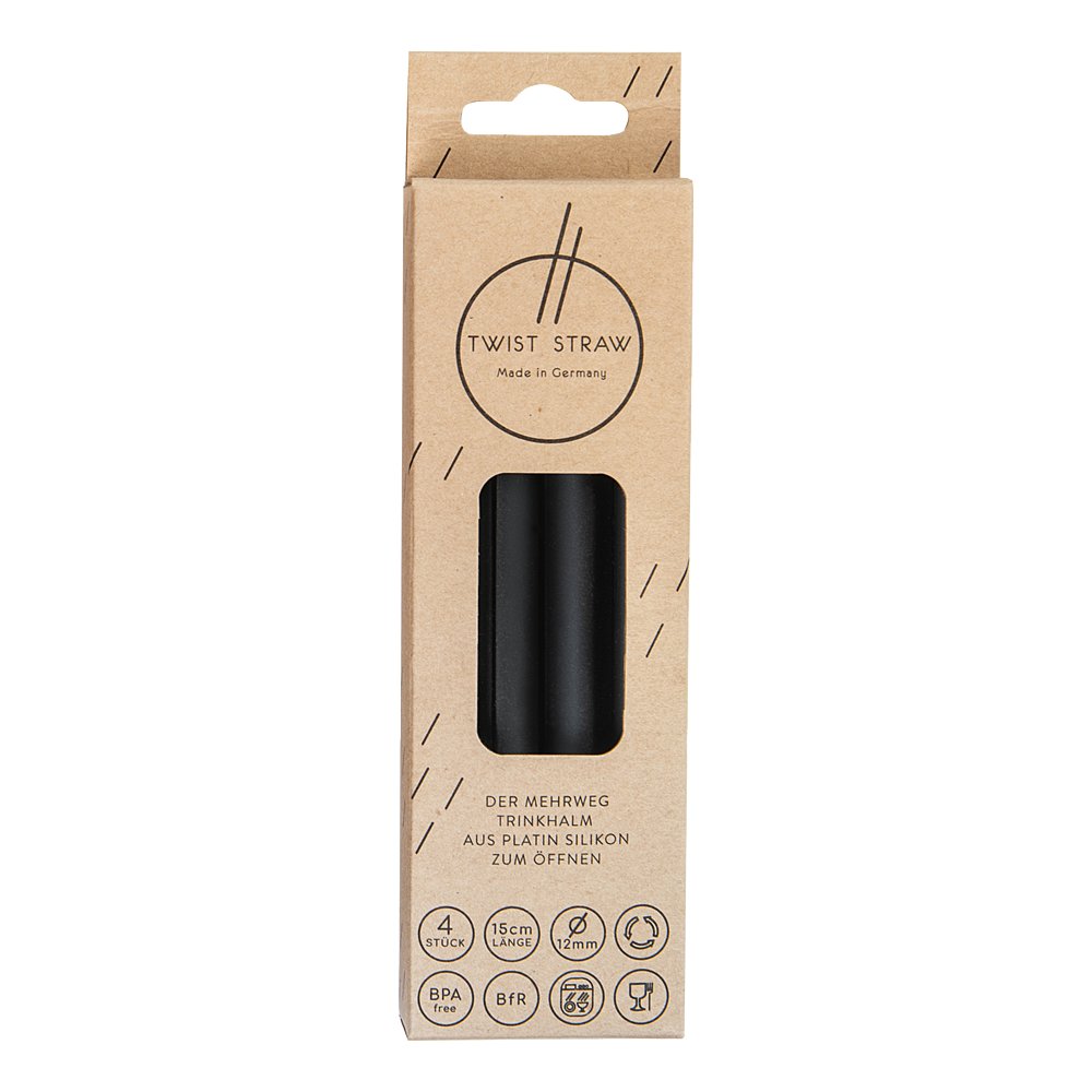 MEHRWEG-TRINKHALME Silikon 12 mm/19 cm schwarz