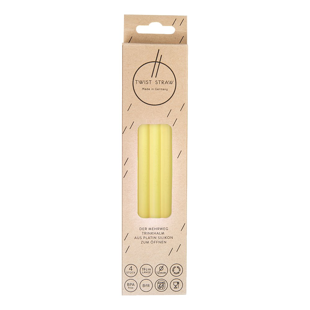MEHRWEG-TRINKHALME Silikon 12 mm/19 cm gelb klar