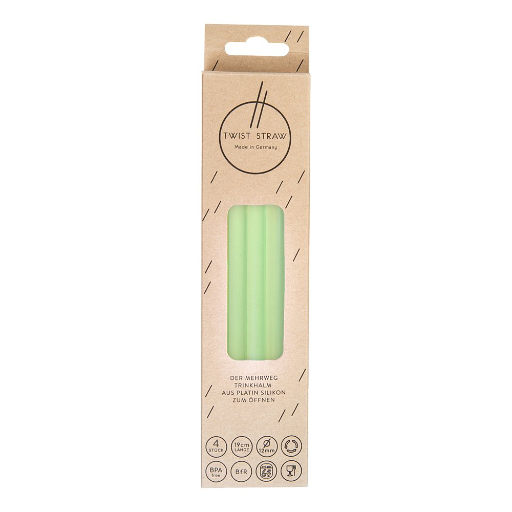 MEHRWEG-TRINKHALME Silikon 12 mm/19 cm h.grün klar