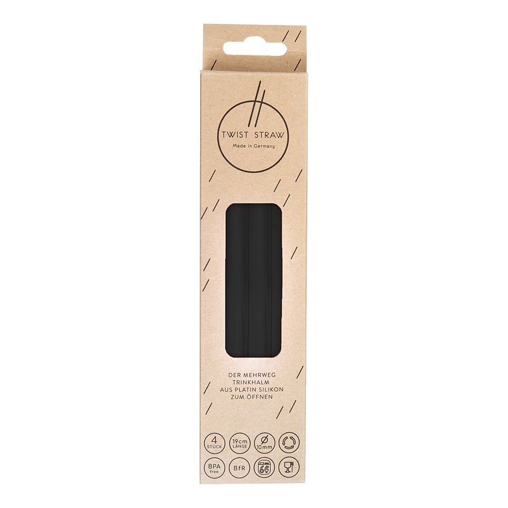 MEHRWEG-TRINKHALME Silikon 10 mm/19 cm schwarz
