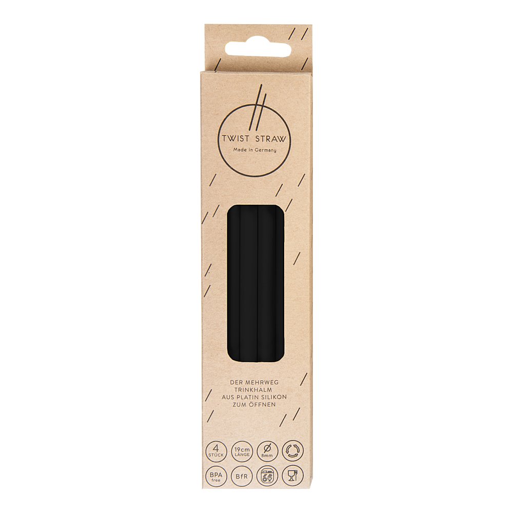 MEHRWEG-TRINKHALME Silikon 8 mm/19 cm schwarz