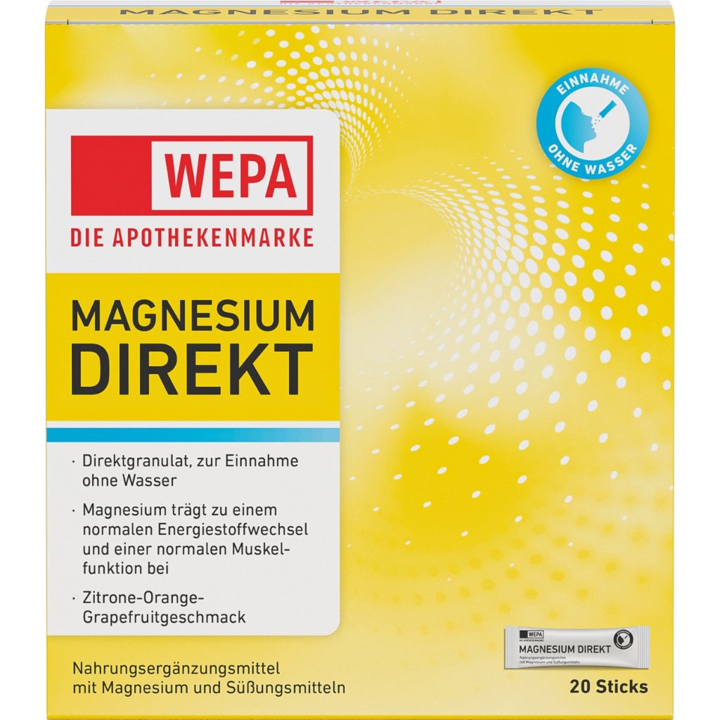 WEPA Magnesium Direkt Sticks, 20er Pack.