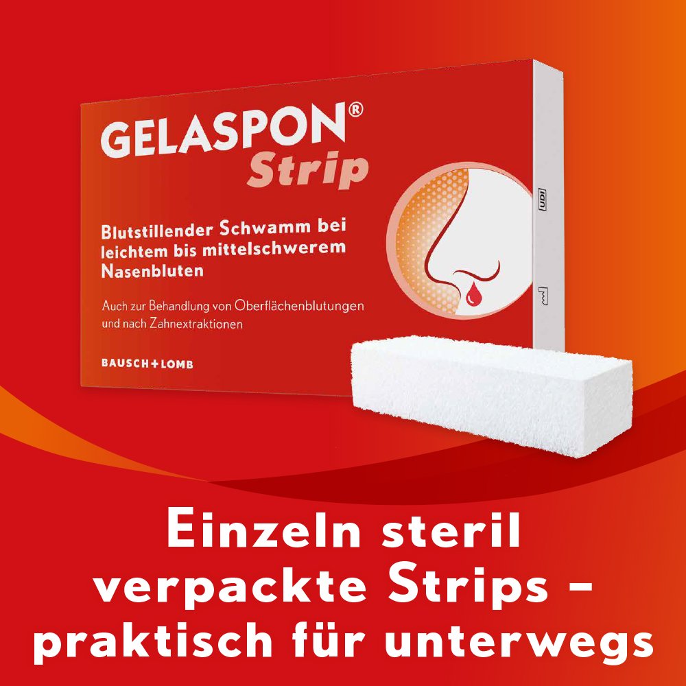 GELASPON Strip 1x1x4 cm Gelatineschwamm