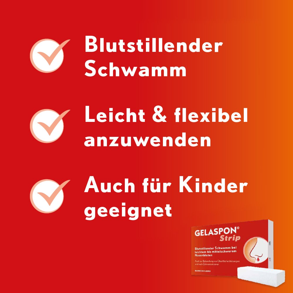 GELASPON Strip 1x1x4 cm Gelatineschwamm