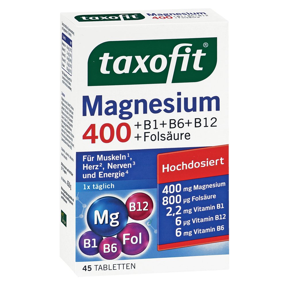 TAXOFIT Magnesium 400+B1+B6+B12+Folsäure Tabletten