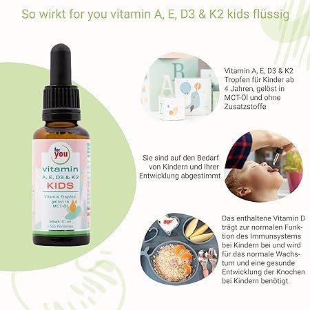 FOR YOU vitamin A E D3 & K2 kids flüssig