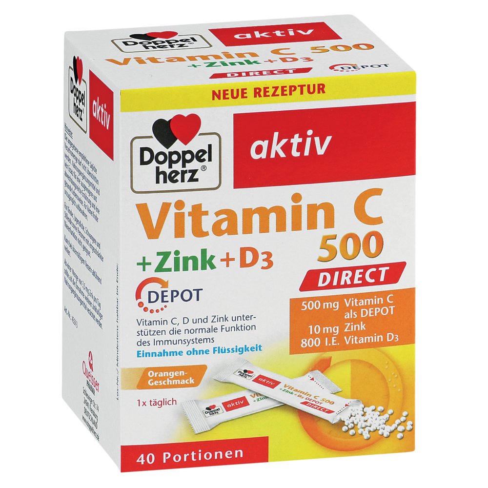 DOPPELHERZ Vitamin C 500+Zink+D3 Depot DIRECT Pel.