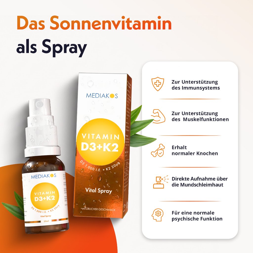 Mediakos® Vitamin D3 + K2 1000 I.E./ 20 µg Vital Spray