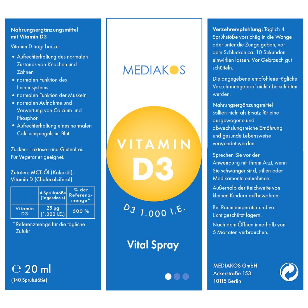 Vitamin D3 1.000 I.E. Mediakos® Vital Spray